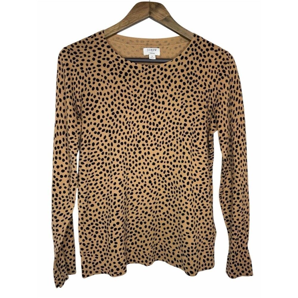 J. Crew Teddie Sweater size Small Leopard Animal Print Cotton Lightweight